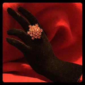 Pink color Rhinestone adjustable ring